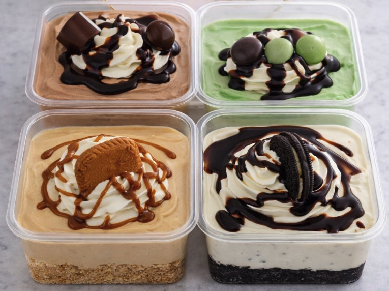 Cheesecake pots — Biscoff, Oreo, Kinder Bueno, Vanilla