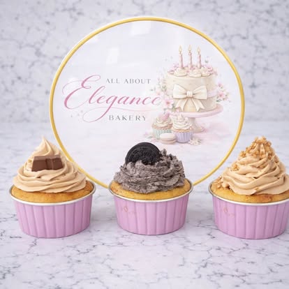 Standard cupcakes — vanilla, chocolate, and strawberry